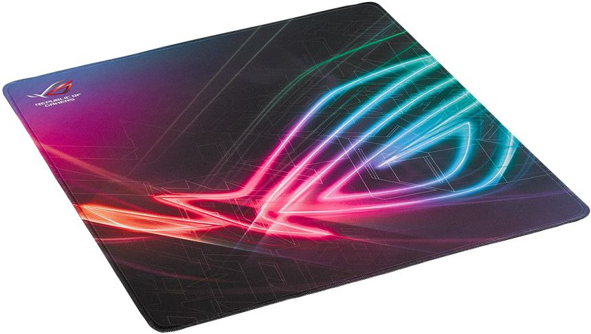ROG gamer egérpad, ROG logóval és fénysávokkal.