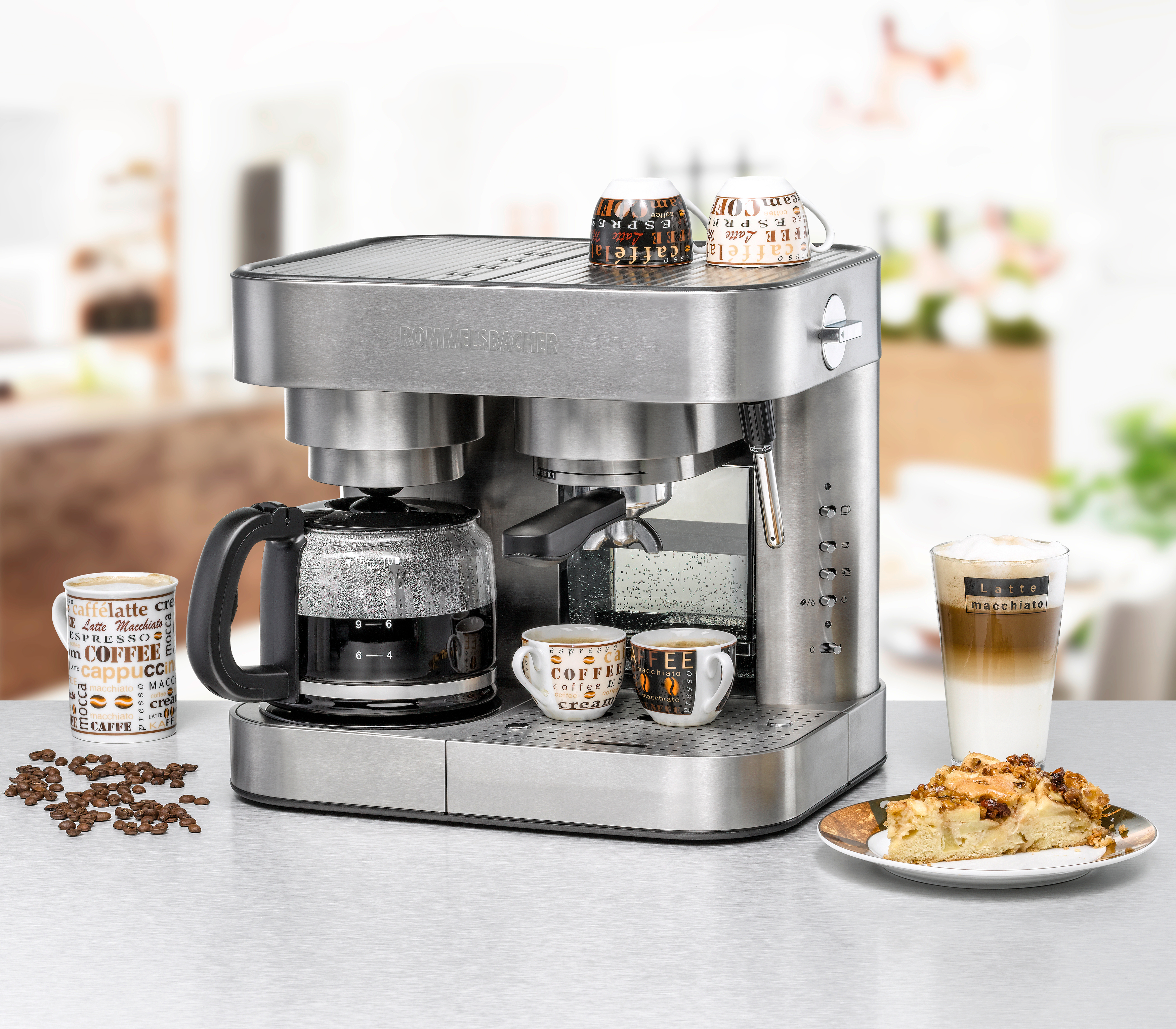 ROMMELSBACHER EKS 3010 Espressomaschine, Kaffeemaschine Edelstahl