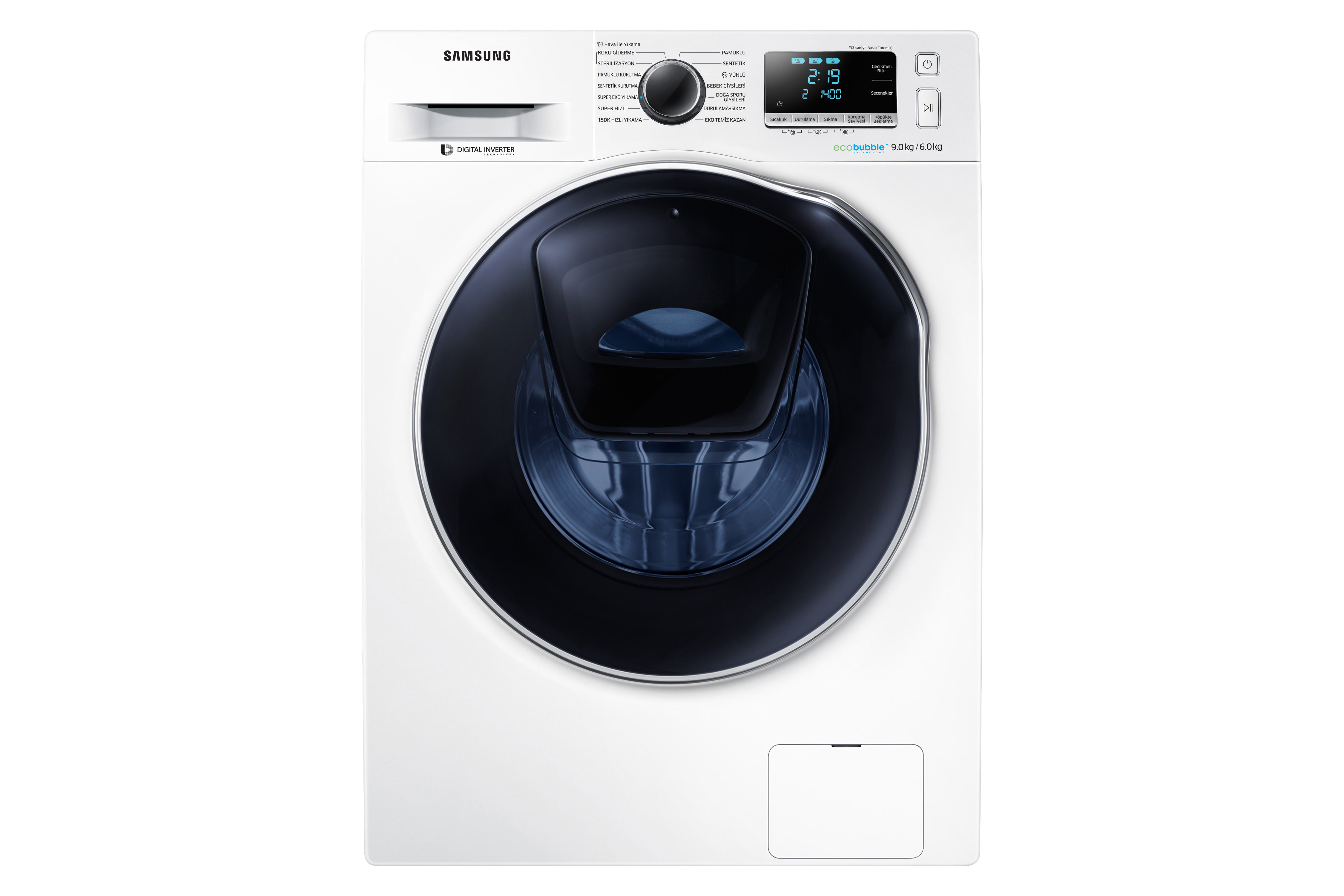 SAMSUNG WD90K6B10OW/AH A Enerji Sınıfı 9 kg Yıkama 6 kg Kurutma 1400D  Çamaşır Makinesi Beyaz