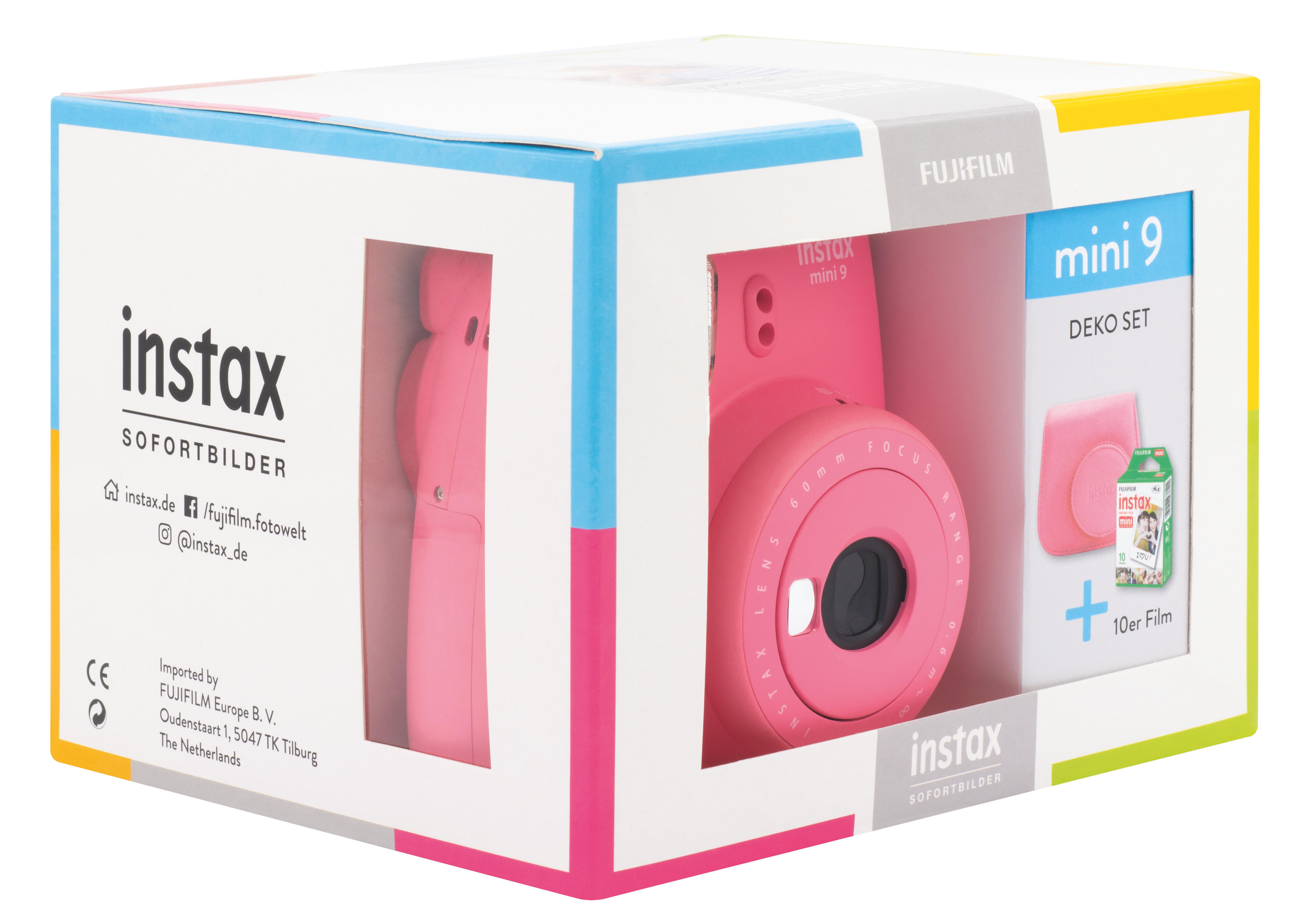 FUJIFILM Instax Mini 9 Travel Set Sofortbildkamera, Flamingo Pink