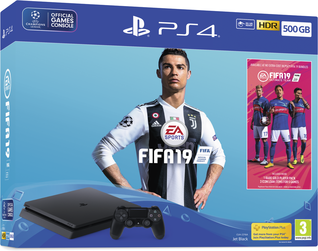 SONY PlayStation 4 Slim 500GB Jet Black EA Sports Fifa 19 Bundle