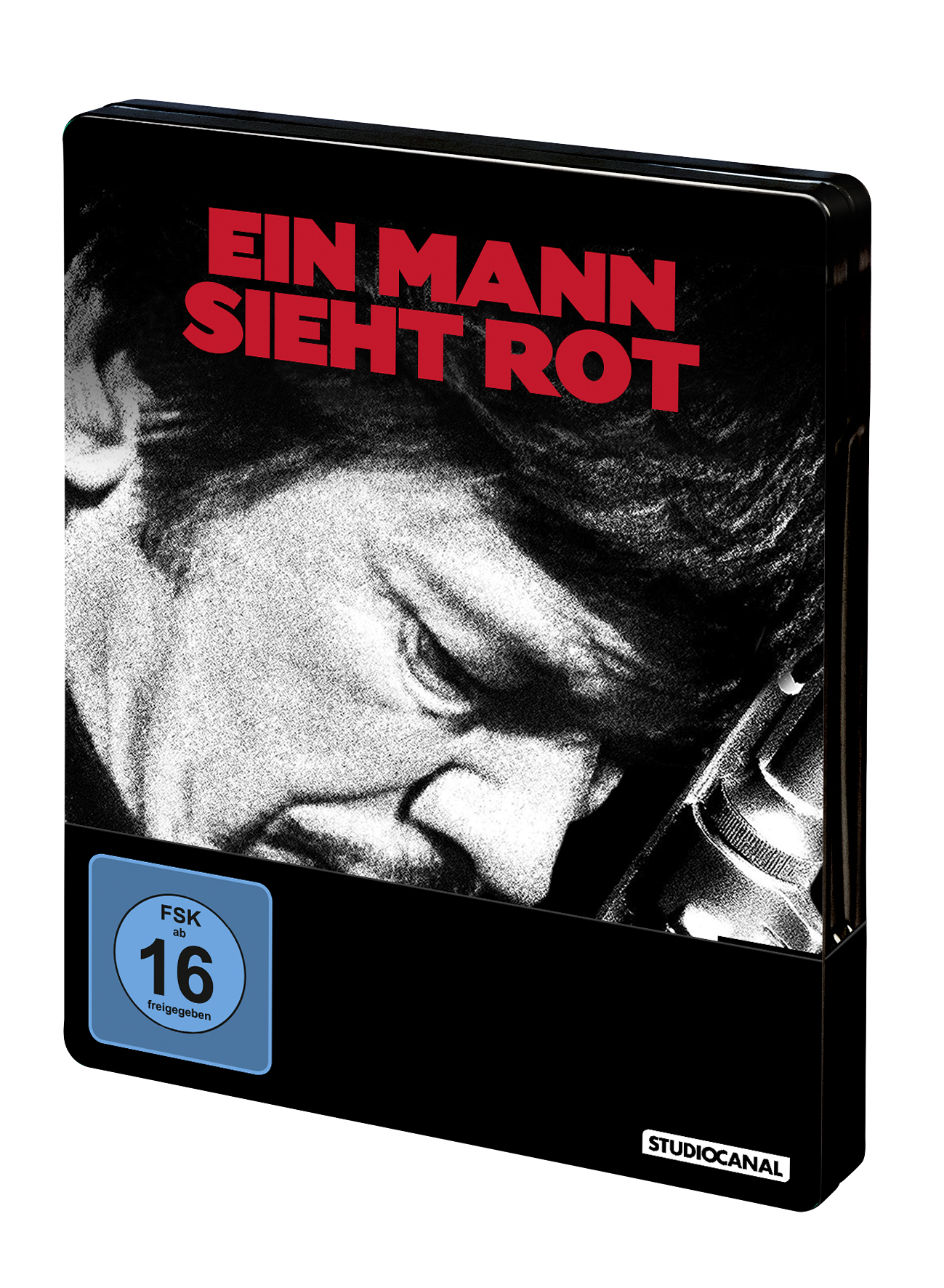 DVD-Hülle des Films "Ein Mann Sieht Rot" mit einer Nahaufnahme des Gesichts eines Mannes.