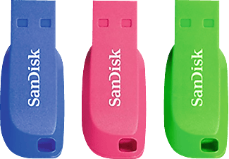 Pendrives de 16GB - Sandisk Cruzer Blade, USB 2.0, Tipo A, Azul, Verde y Rosa