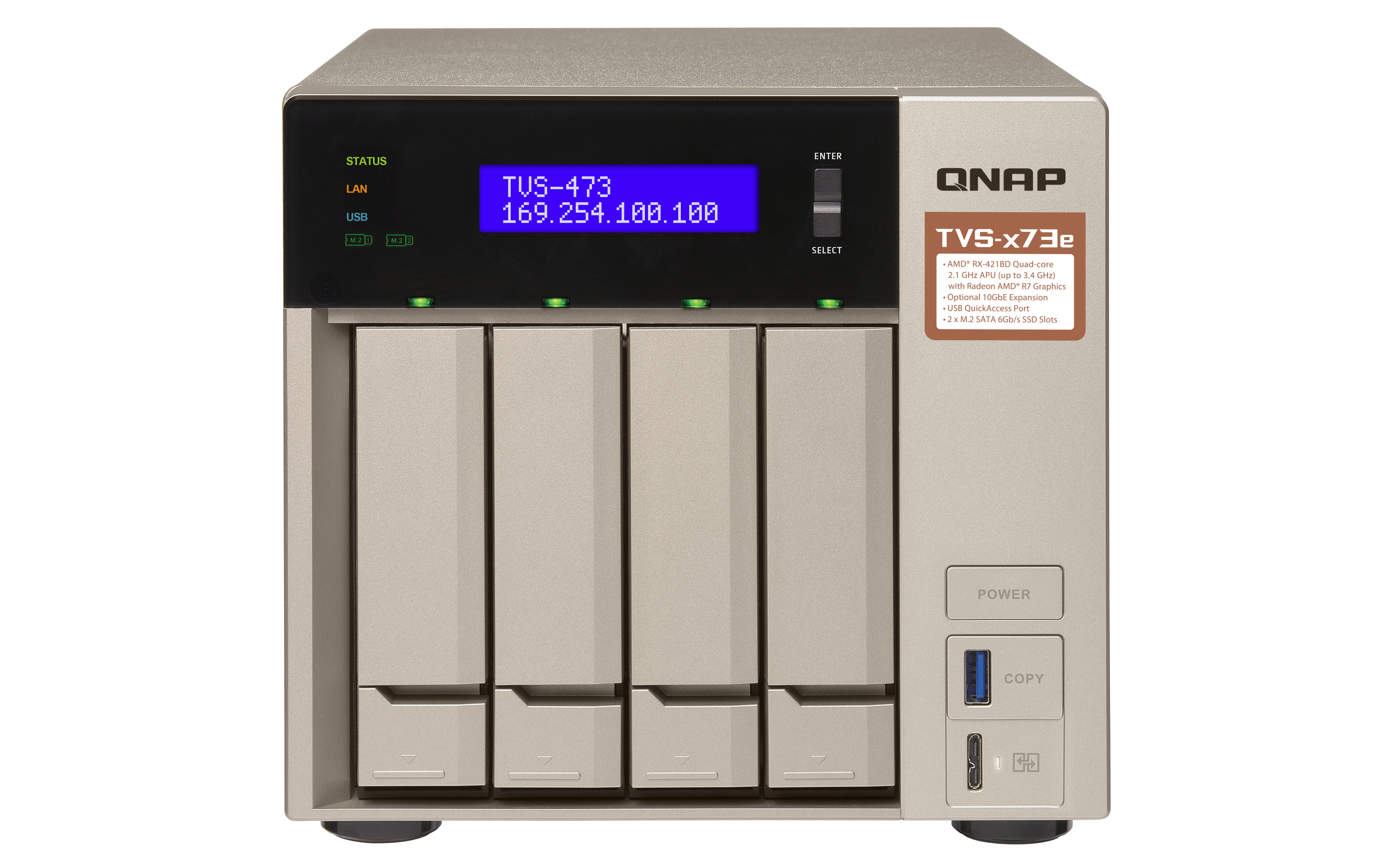 QNAP NAS Gehäuse Turbo Station TVS-473e-4G, 4GB RAM, 4x Gb LAN