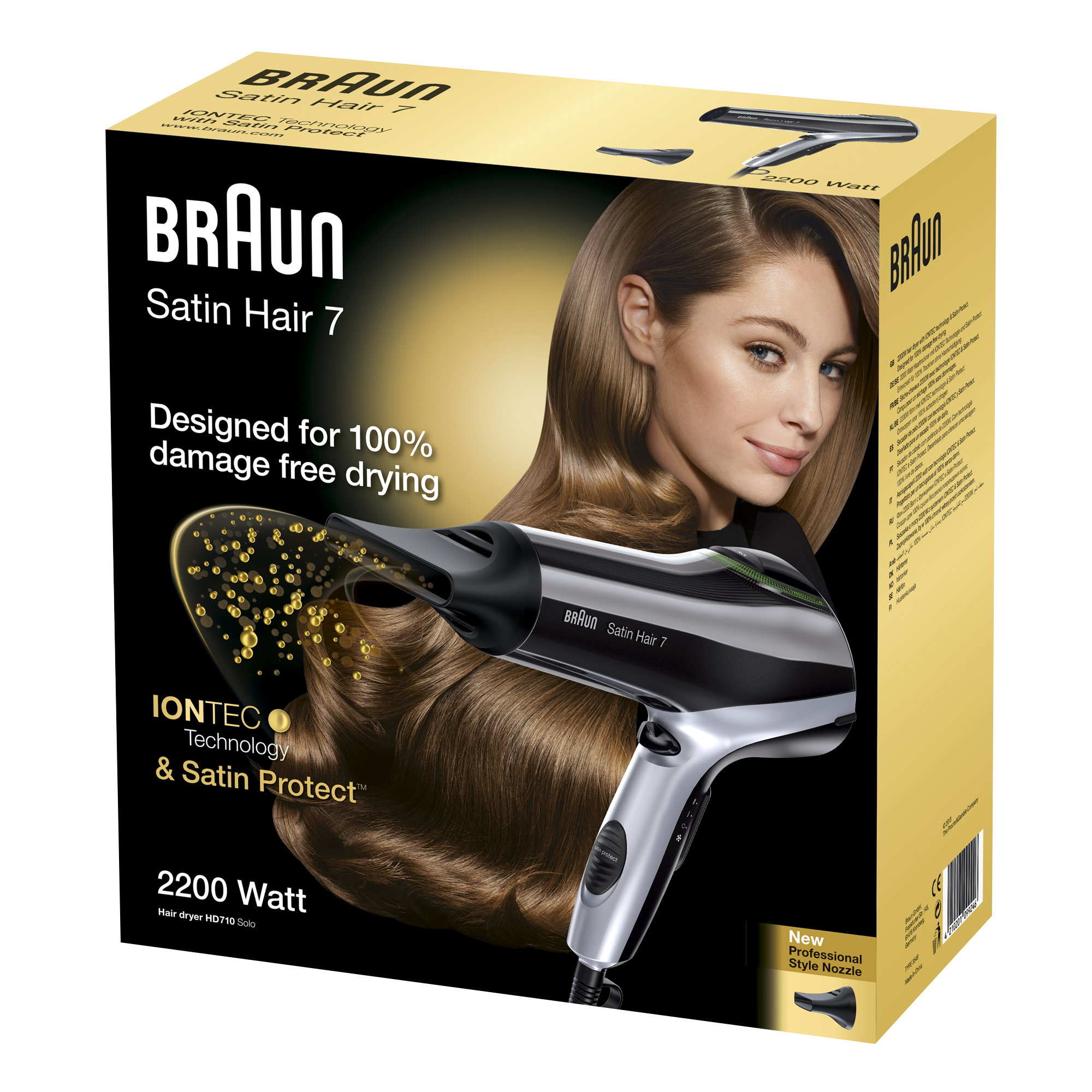 BRAUN Satin Hair 7 HD (2200 mit Watt) 710 Haartrockner IONTEC Schwarz
