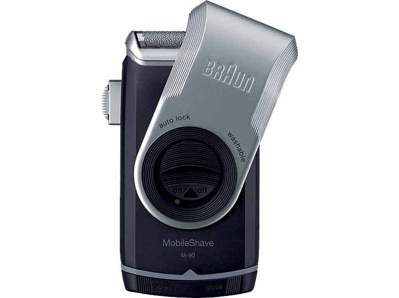 Rasierer Reinigungsstation: BRAUN M90 Mobile Shaver Silber/Schwarz Nein) Scherfolien, (Vibrierende
