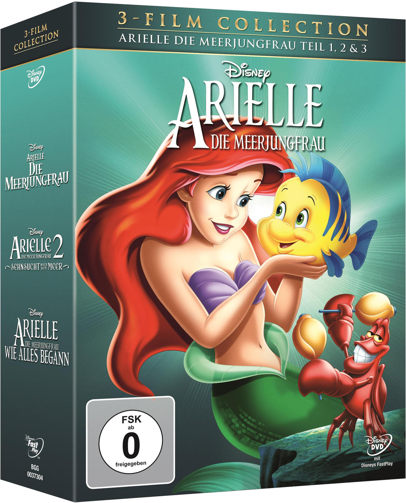 DVD-Box-Set der Disney-Trilogie Die kleine Meerjungfrau, mit Arielle auf dem Cover.