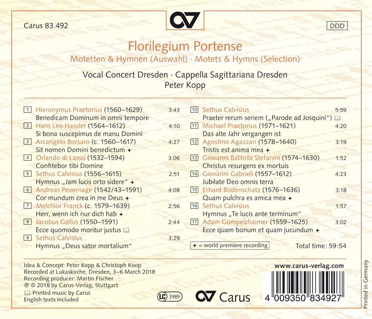 Die Rückseite einer CD mit Text über die Tracks und Credits sowie einem Logo.