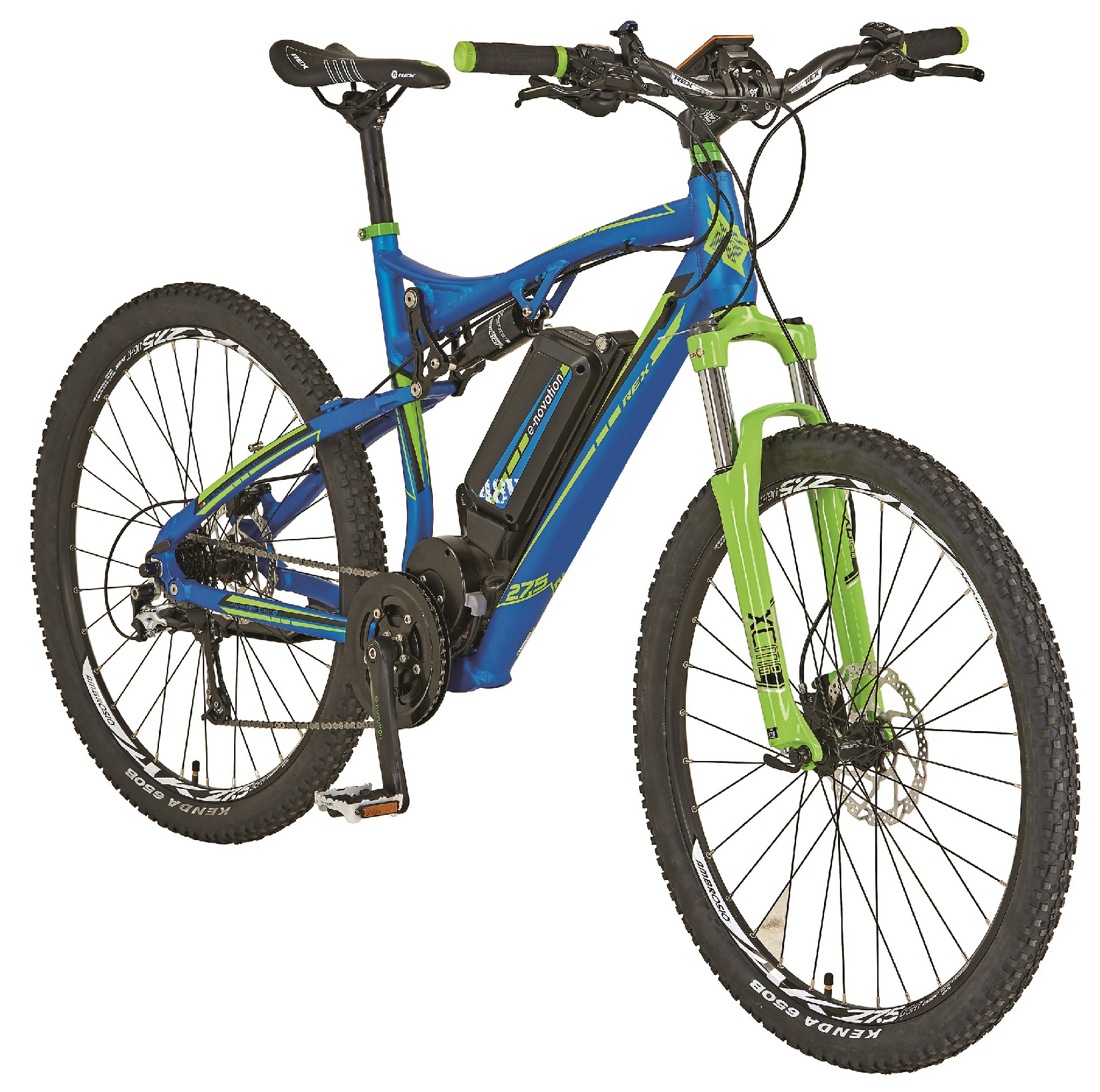 REX 51666-0111 Graveler 6.9 Mountainbike (Laufradgröße: 27,5 Zoll, Herren-Rad, 412 Wh, Blau/Gelb)