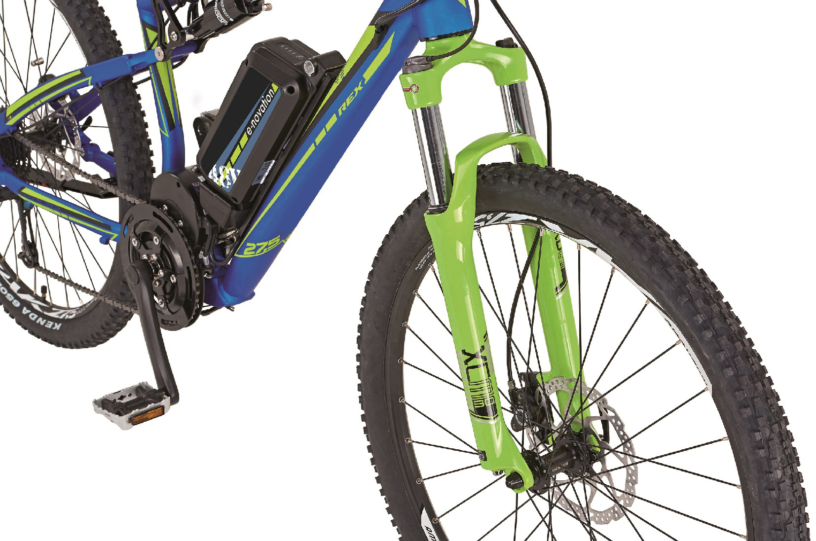 REX 51666-0111 Graveler 6.9 Mountainbike (Laufradgröße: 27,5 Zoll, Herren-Rad, 412 Wh, Blau/Gelb)