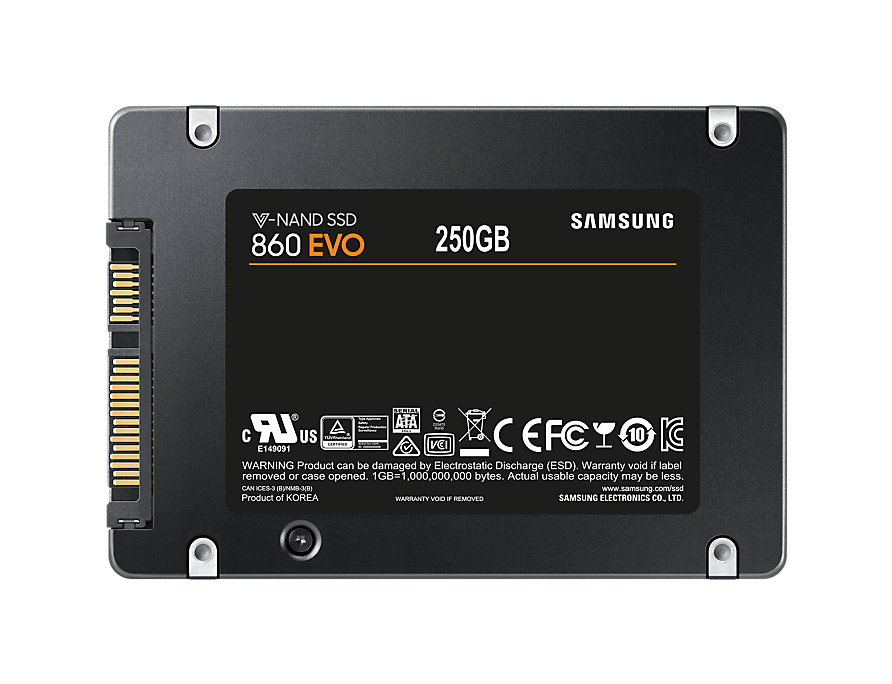 SAMSUNG 860 EVO Festplatte Retail, 250 GB SSD SATA 6 Gbps, 2,5 Zoll, intern