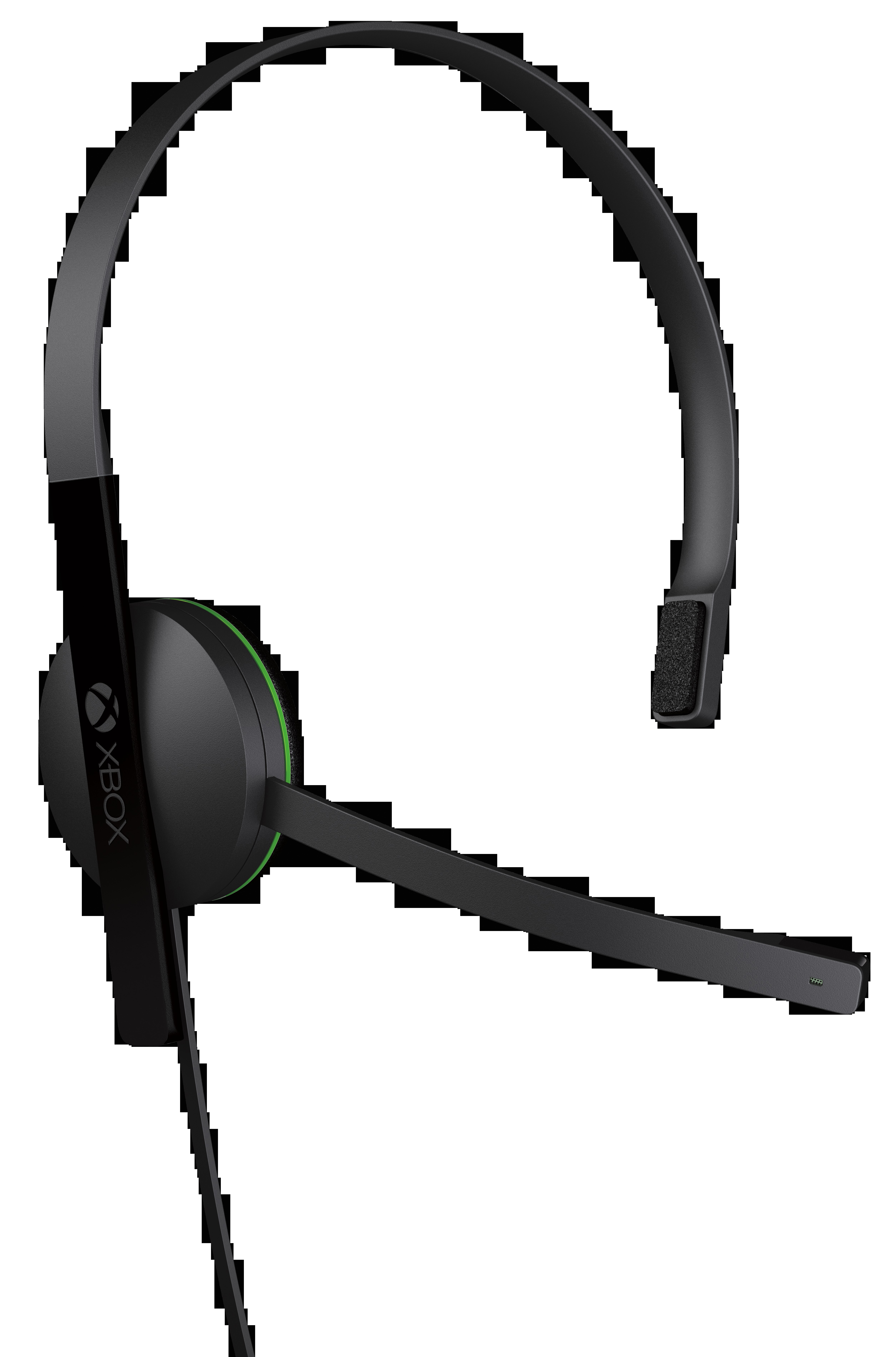Ein schwarzes Xbox-Headset mit Mikrofon auf weißem Hintergrund.
