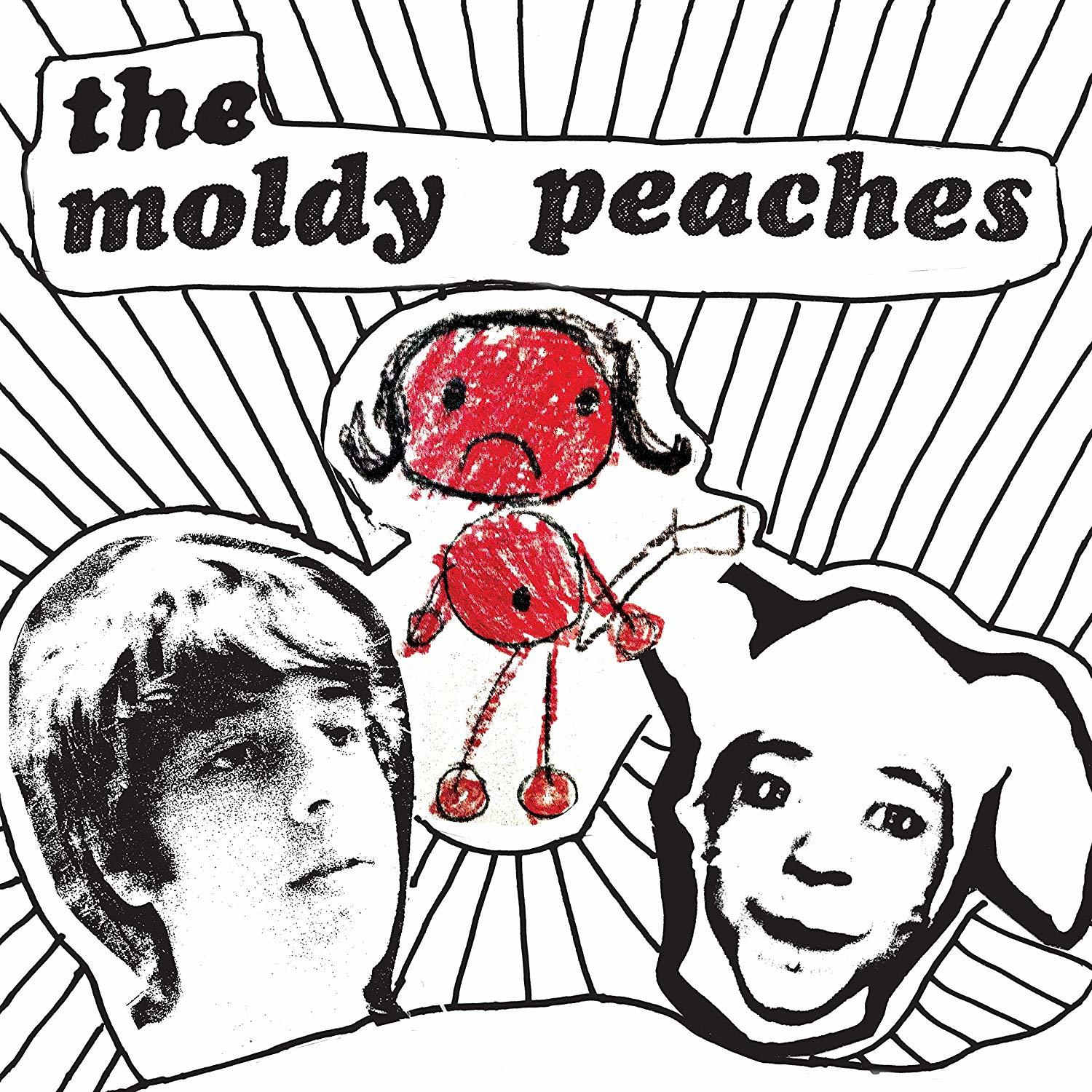 Albumcover mit drei Cartoon-Gesichtern und den Worten "the moldy peaches" in handschriftlichem Stil.