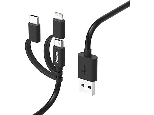 HAMA Câble micro USB 3en1 - Câble micro USB (Noir)