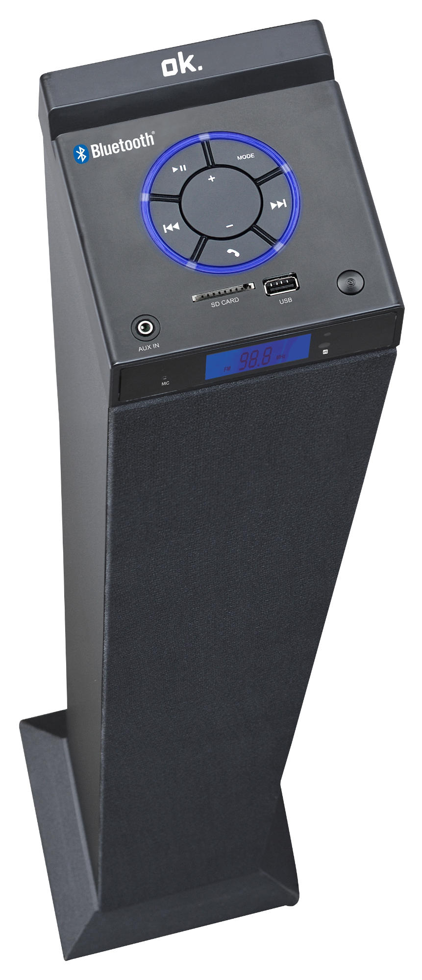 Torre de sonido - OK OMH 1060BT-B, Pantalla LCD, 60W, Radio FM, Bluetooth, USB, SD, Negro