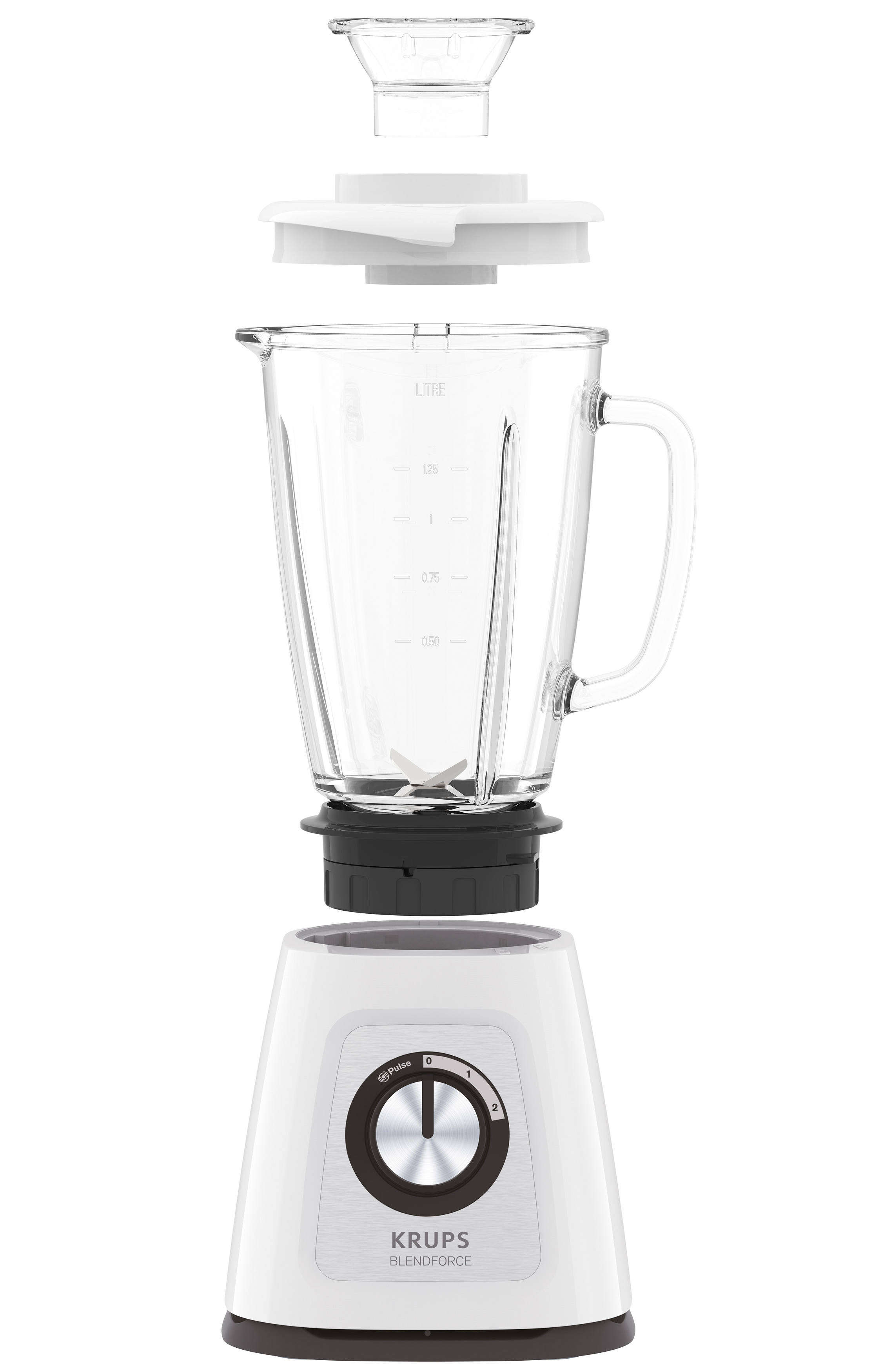 KRUPS KB4351 Blendforce+ Standmixer Weiß (800 Watt, 1.75 l)