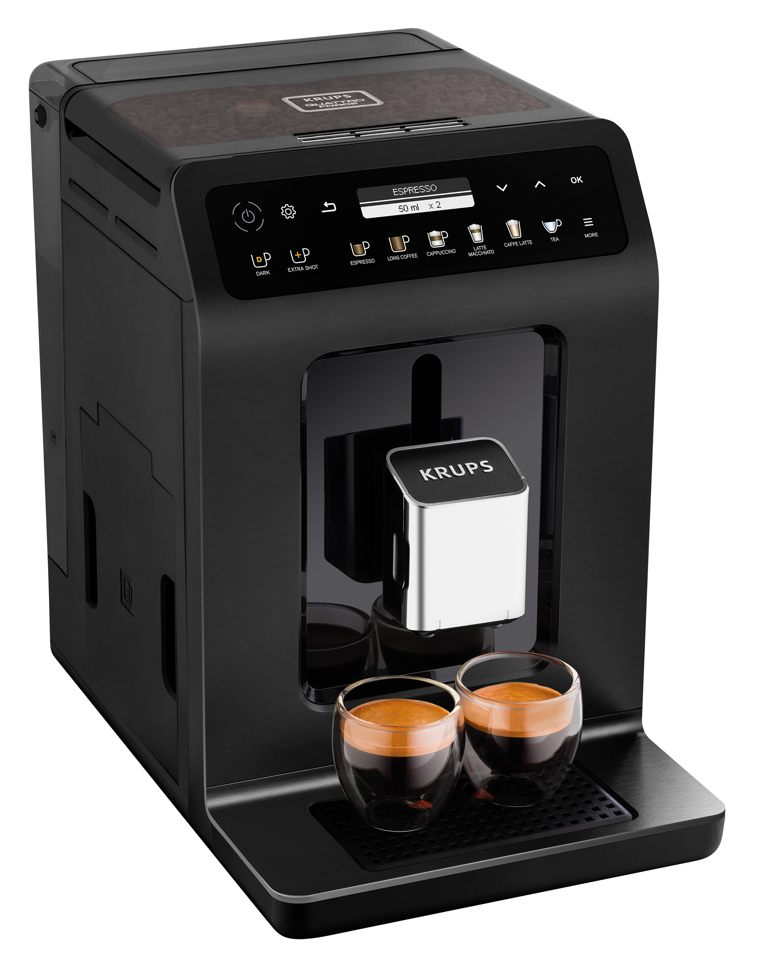 Kaffeevollautomat Schwarz-Metallic Plus EA8948 One-Touch-Cappuccino Evidence KRUPS