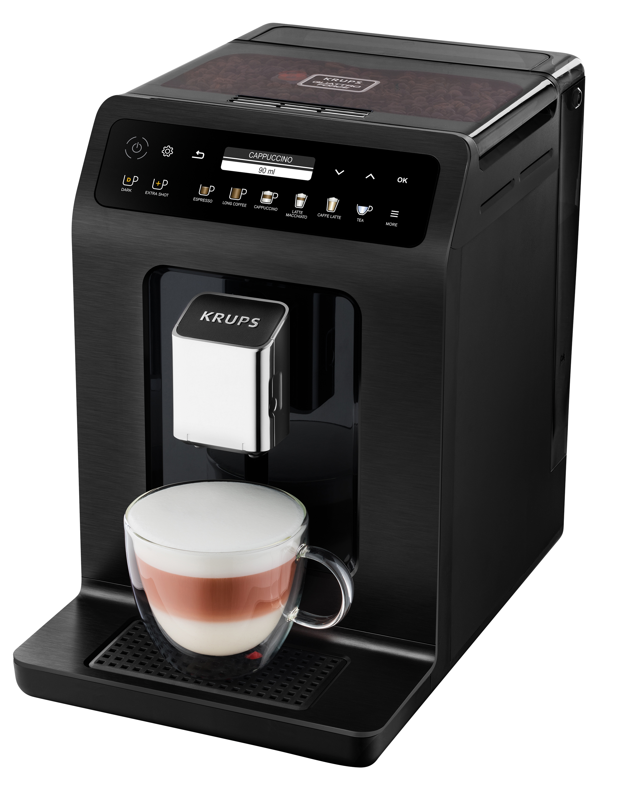 KRUPS EA8948 Evidence Plus Schwarz-Metallic One-Touch-Cappuccino Kaffeevollautomat