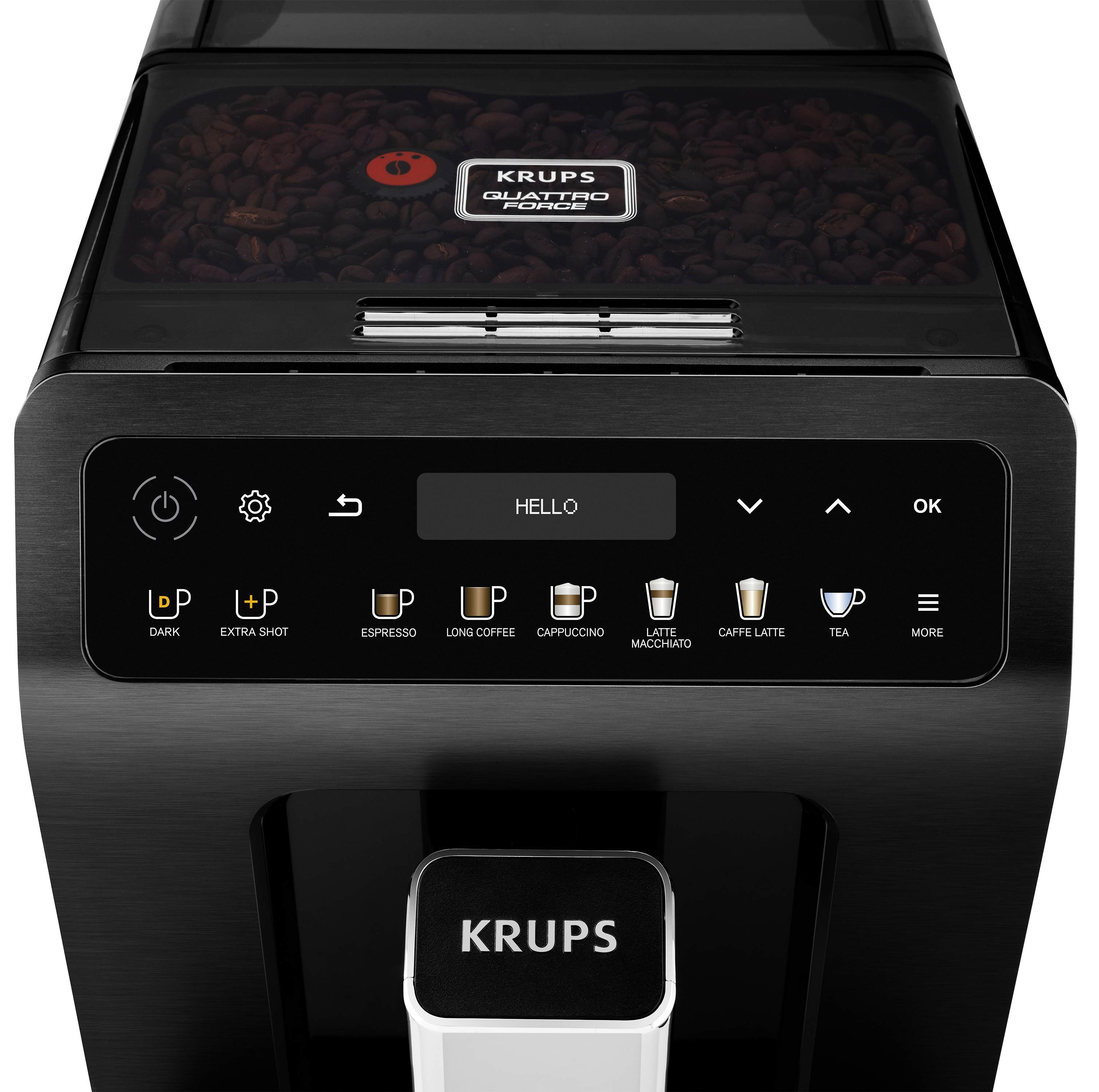 Kaffeevollautomat Schwarz-Metallic Plus EA8948 One-Touch-Cappuccino Evidence KRUPS