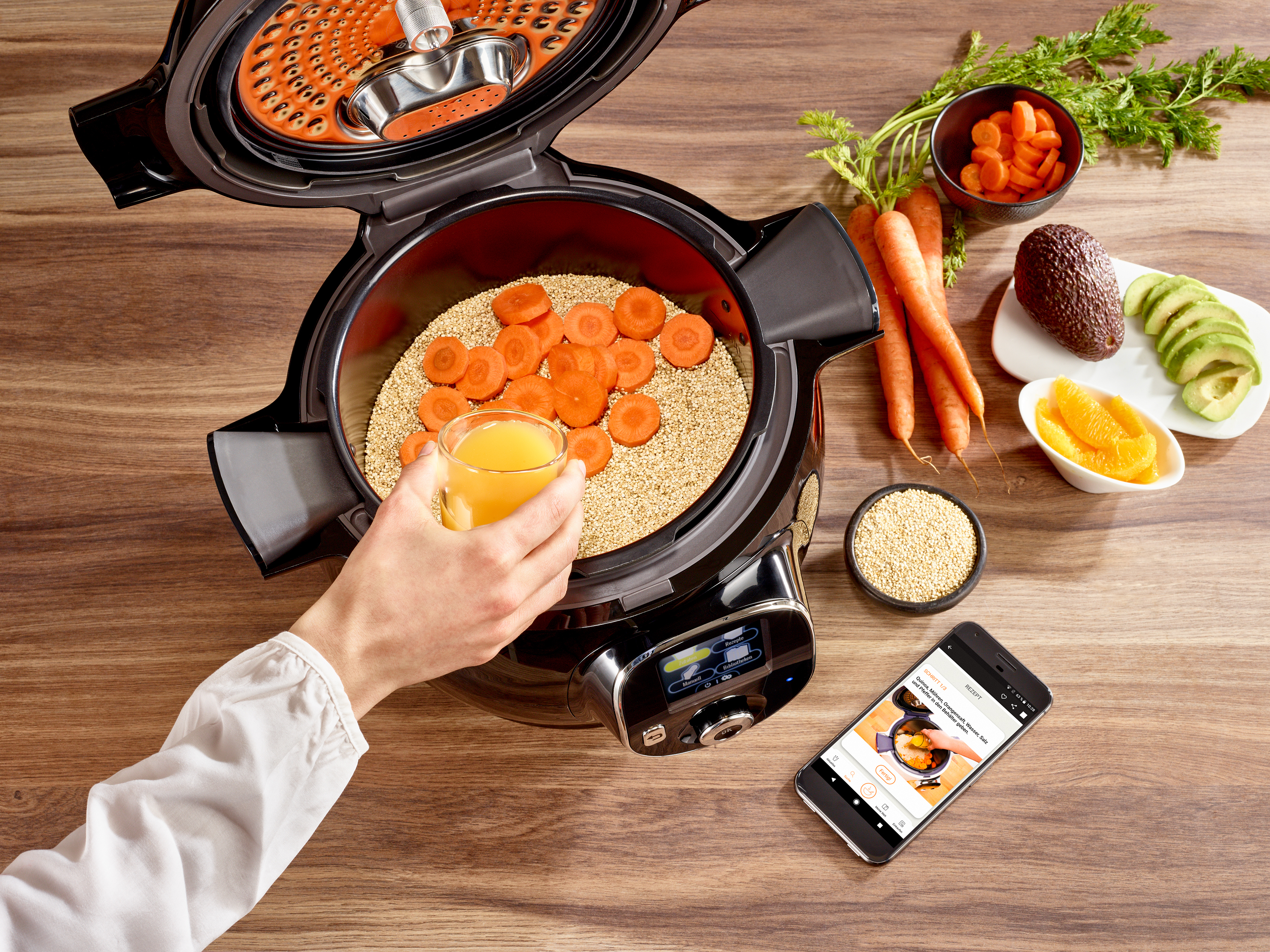 KRUPS Multikocher CZ7158 Cook4Me+ Connect Multikocher Schwarz/Grau (Rührschüsselkapazität: 6 l, 1600 Watt)