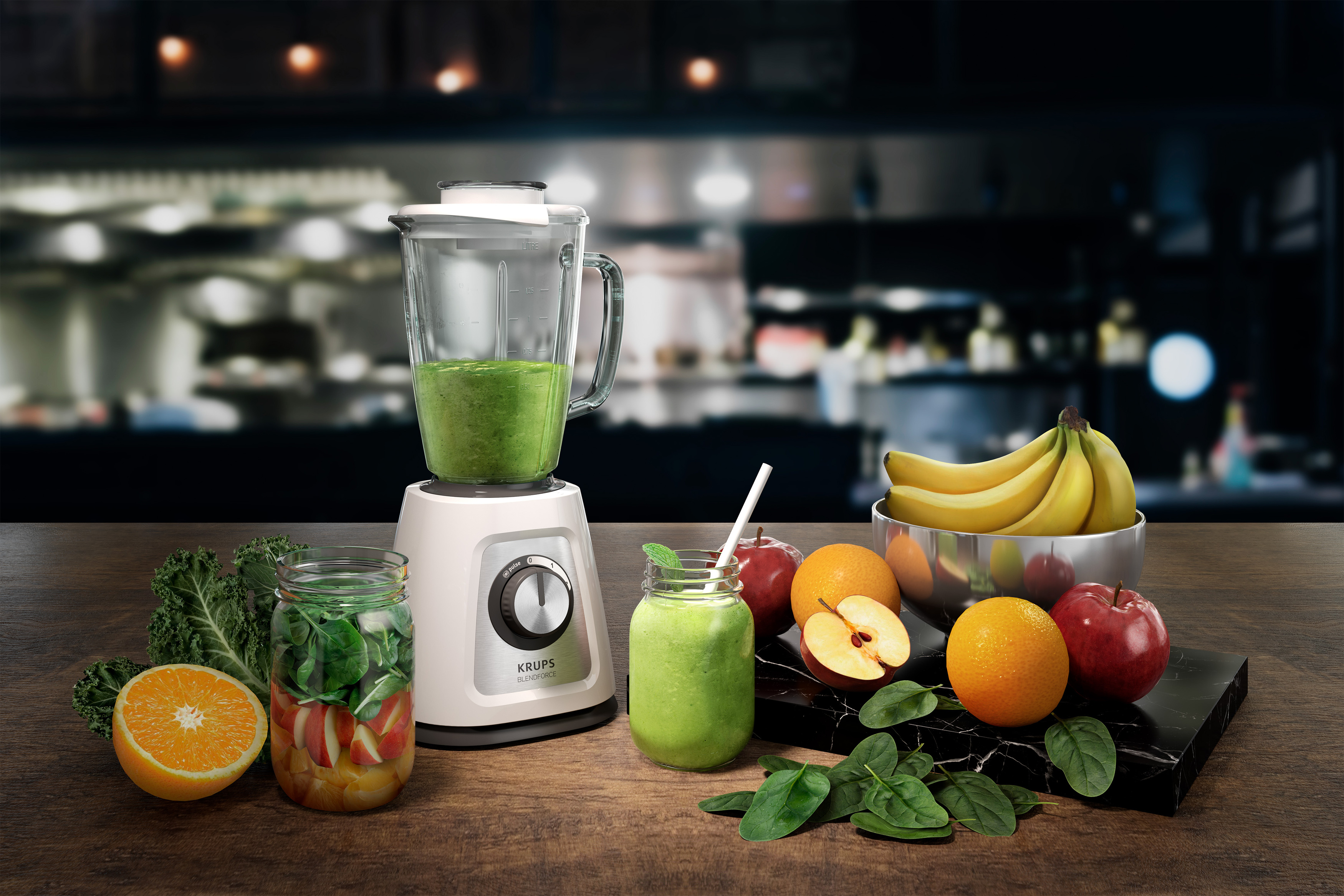 KRUPS KB4351 Blendforce+ Standmixer Weiß (800 Watt, 1.75 l)