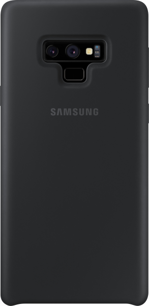 Fekete telefontok Samsung logóval. Három lencsés kameramodullal és vakuval rendelkezik.