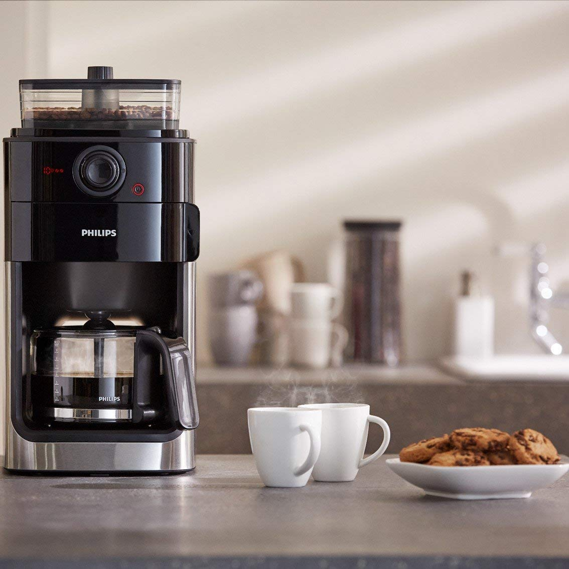 PHILIPS HD 7767/00 Grind & Brew Kaffeemaschine Edelstahl,Schwarz
