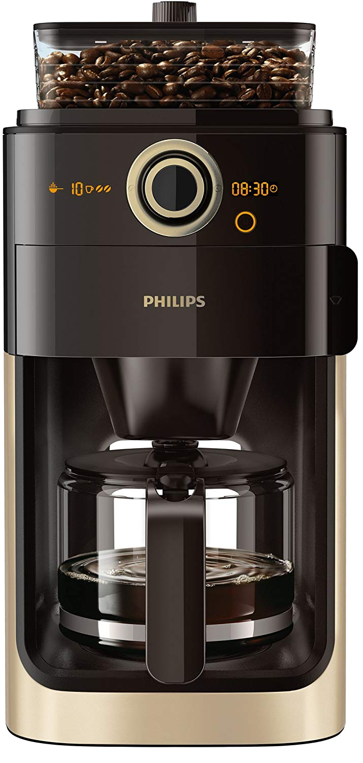 PHILIPS Kaffeemaschine HD7768/90 mit Mahlwerk Grind & Brew mit Timer schwarz-edelstahl