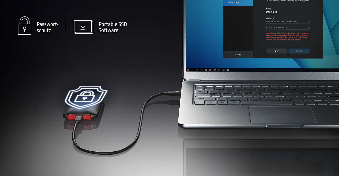 SAMSUNG Portable SSD X5 Schwarz SSD, GB Festplatte, extern, 500