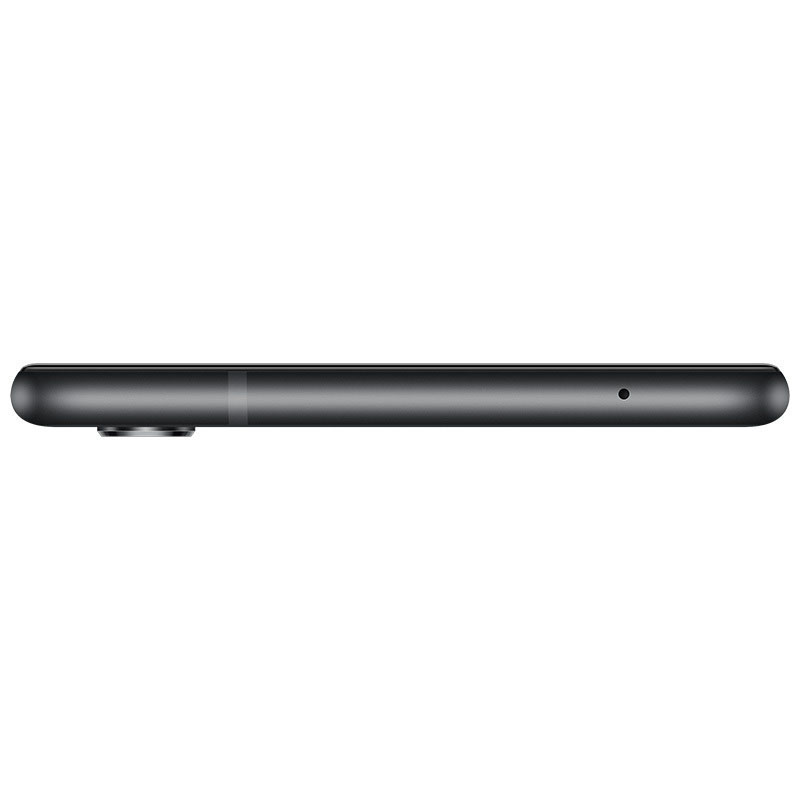 Seitenansicht eines schwarzen Smartphones.