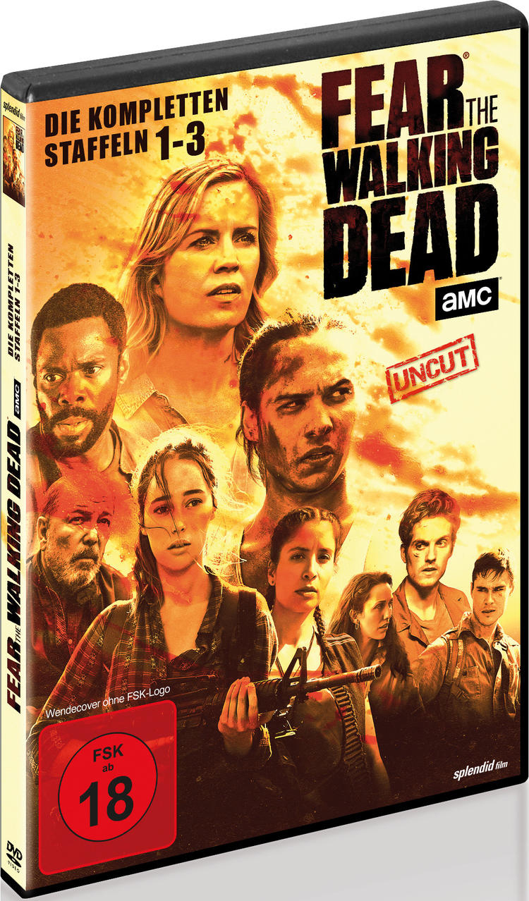DVD-Hülle für 'Fear the Walking Dead' mit Gesichtern mehrerer Charaktere.