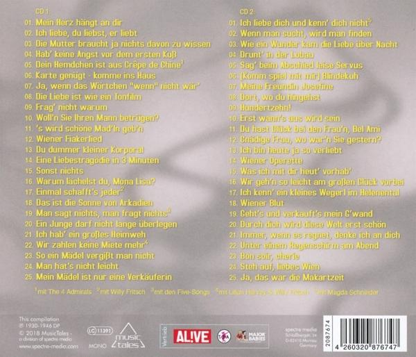 CD-Hülle mit deutschem Text. Zeigt Songtitel. Weißer Hintergrund.
