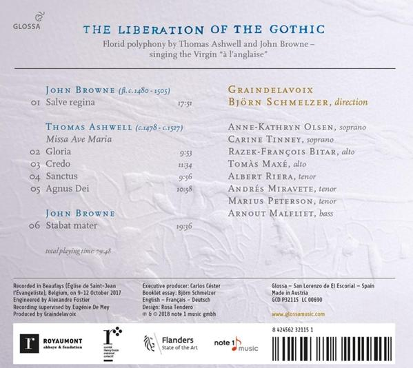 Albumcover: 'The Liberation of the Gothic' mit Text und einer Liste von Namen.
