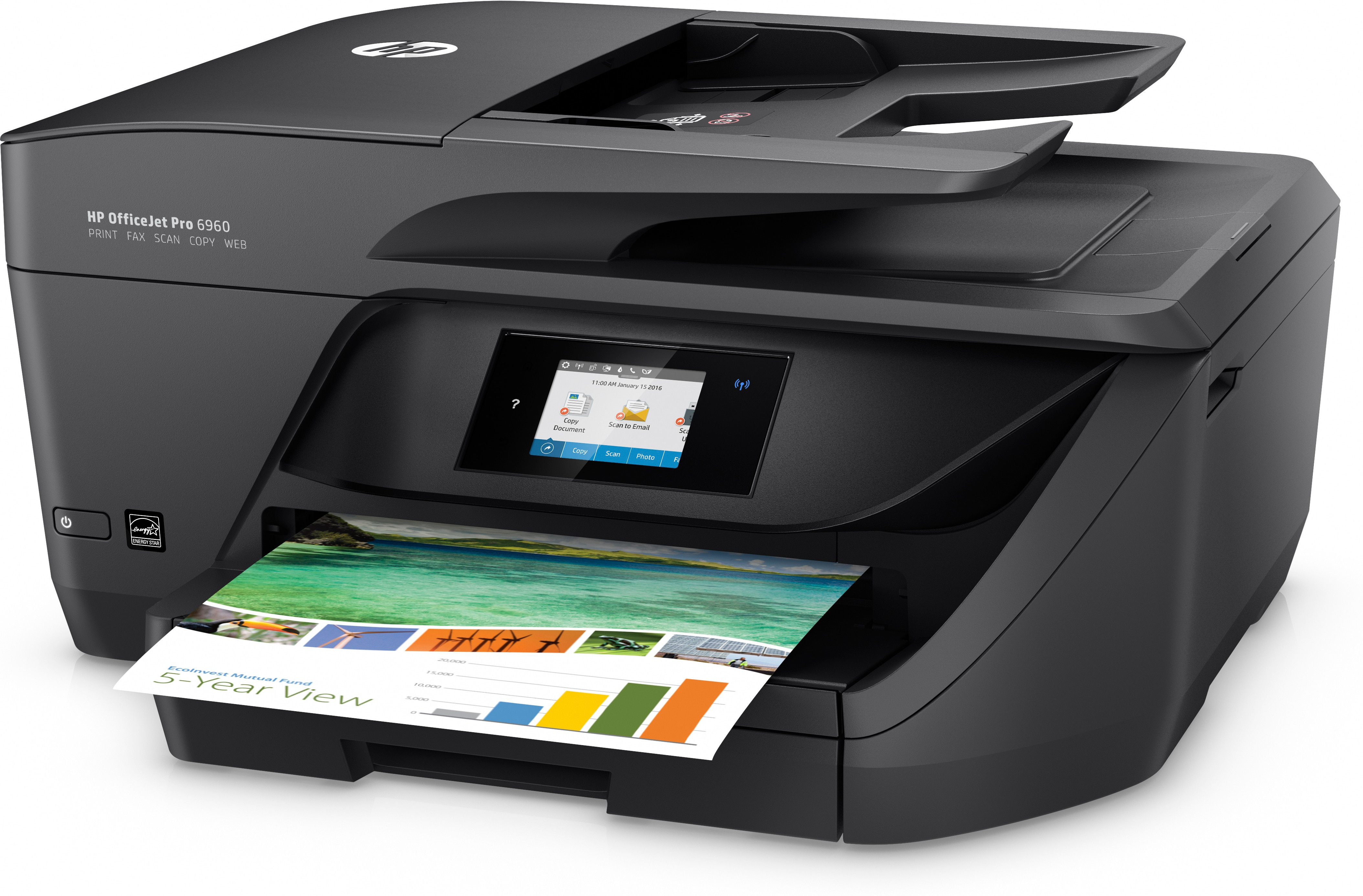 Impresora multifunción - HP OfficeJet Pro 6960, Inyección de tinta, Color, WiFi, 600x1200, 18/10ppm