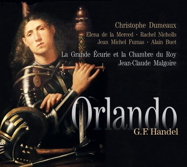 CD-Cover mit einem Gemälde einer Person in Rüstung mit Text über eine Oper.