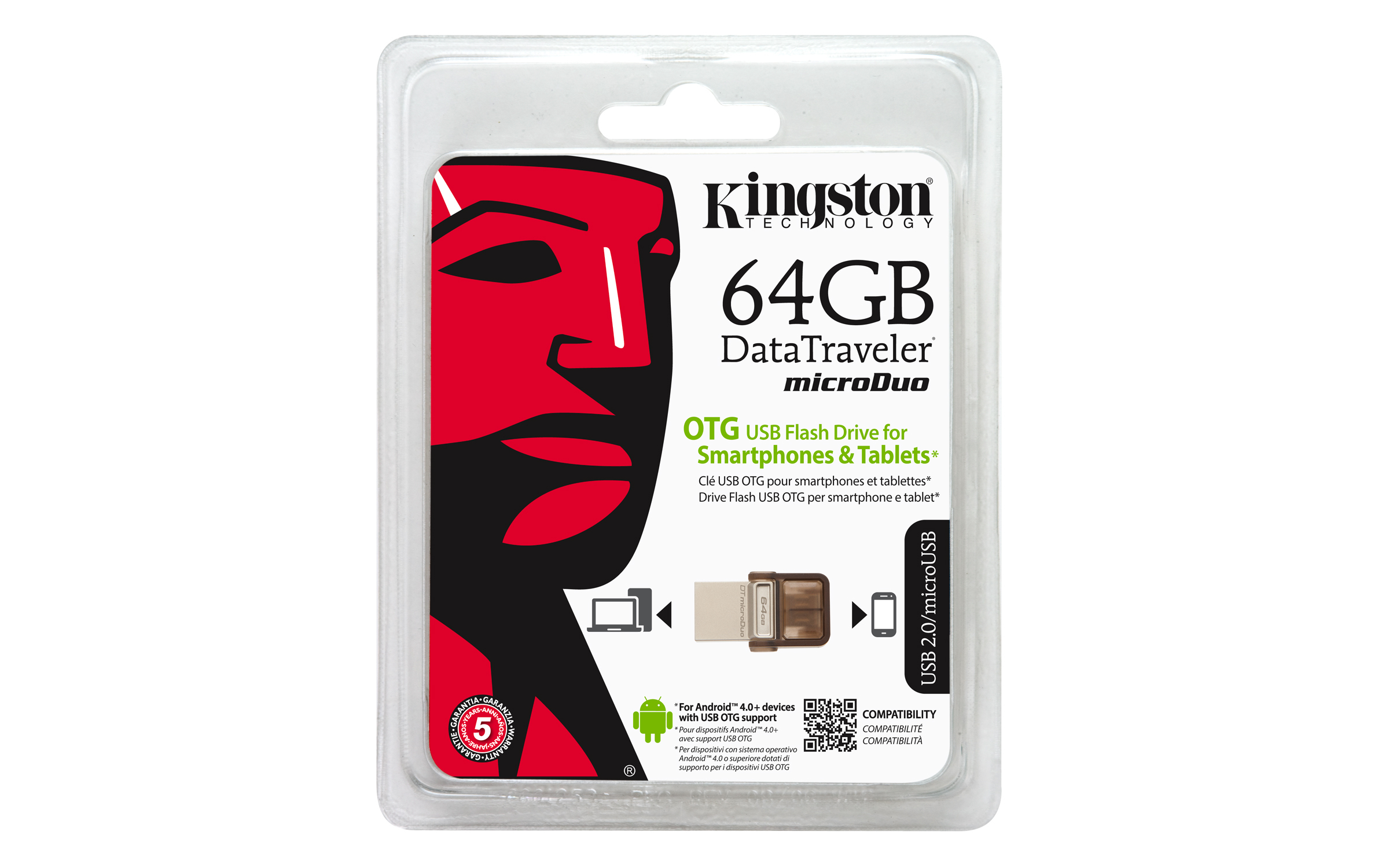 Memoria USB - Kingston, OTG/64GB/2.0/MICROUSB/DTDUO64GB