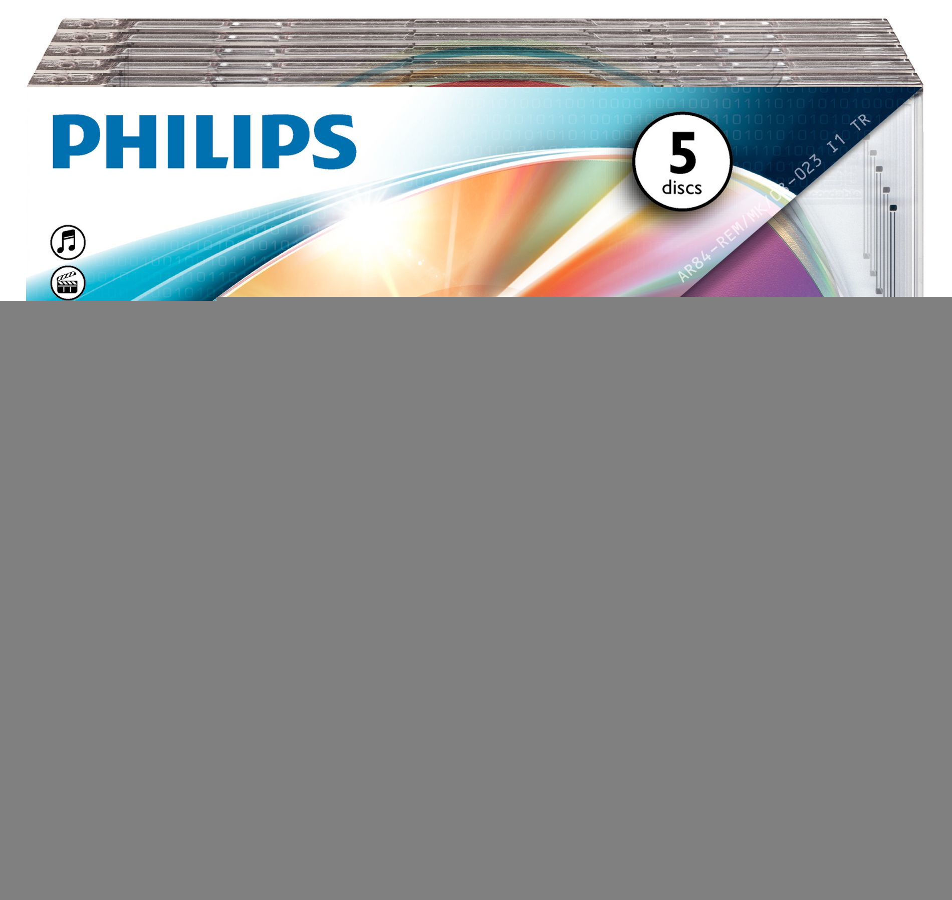 CDRW -  Philips, CD-RW 80MIN 700MB 4-12X SL COLOUR (5)