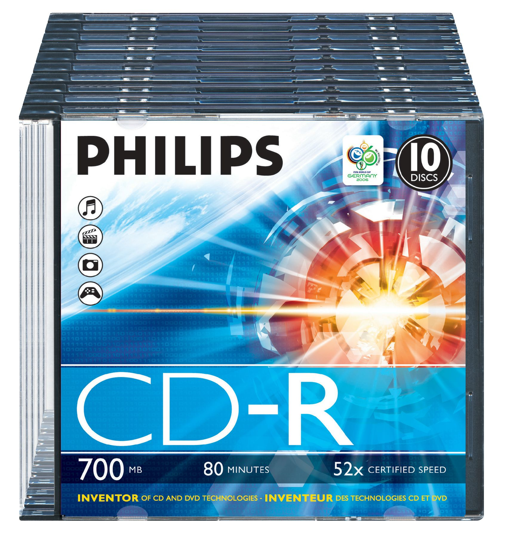 CD-R Data - Philips, CD-R 80MIN 700MB 52X SL (10)