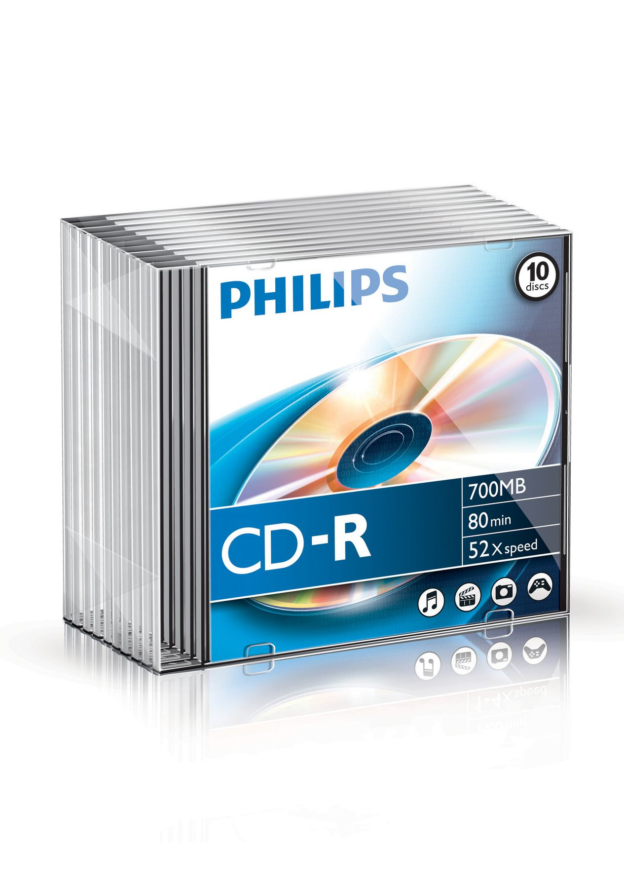 CD-R Data - Philips, CD-R 80MIN 700MB 52X SL (10)