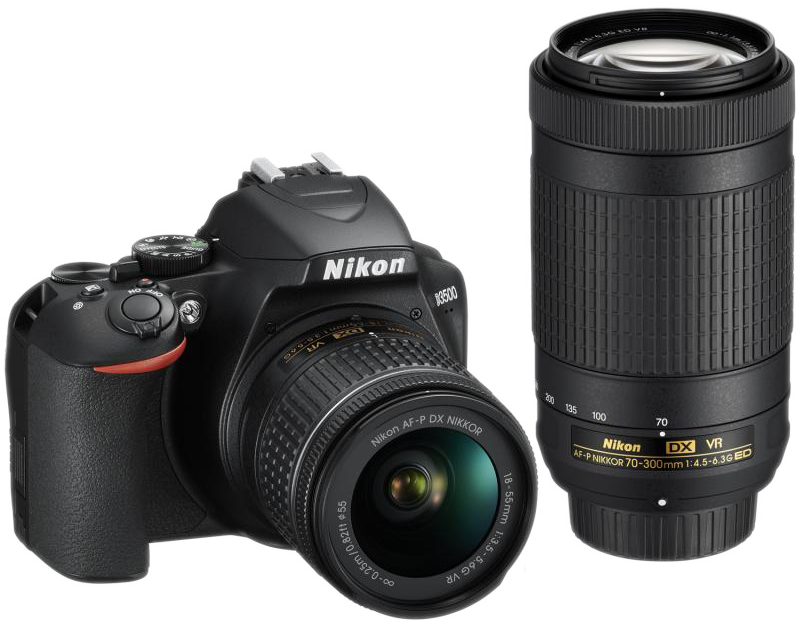 NIKON D3500 Spiegelreflexkamera mit AF-P VR DX 18-55mm und VR DX AF-P 70-300mm - Ausstellungsstück