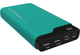 REALPOWER Powerbank Type-C zöld/fekete 15000 mAh