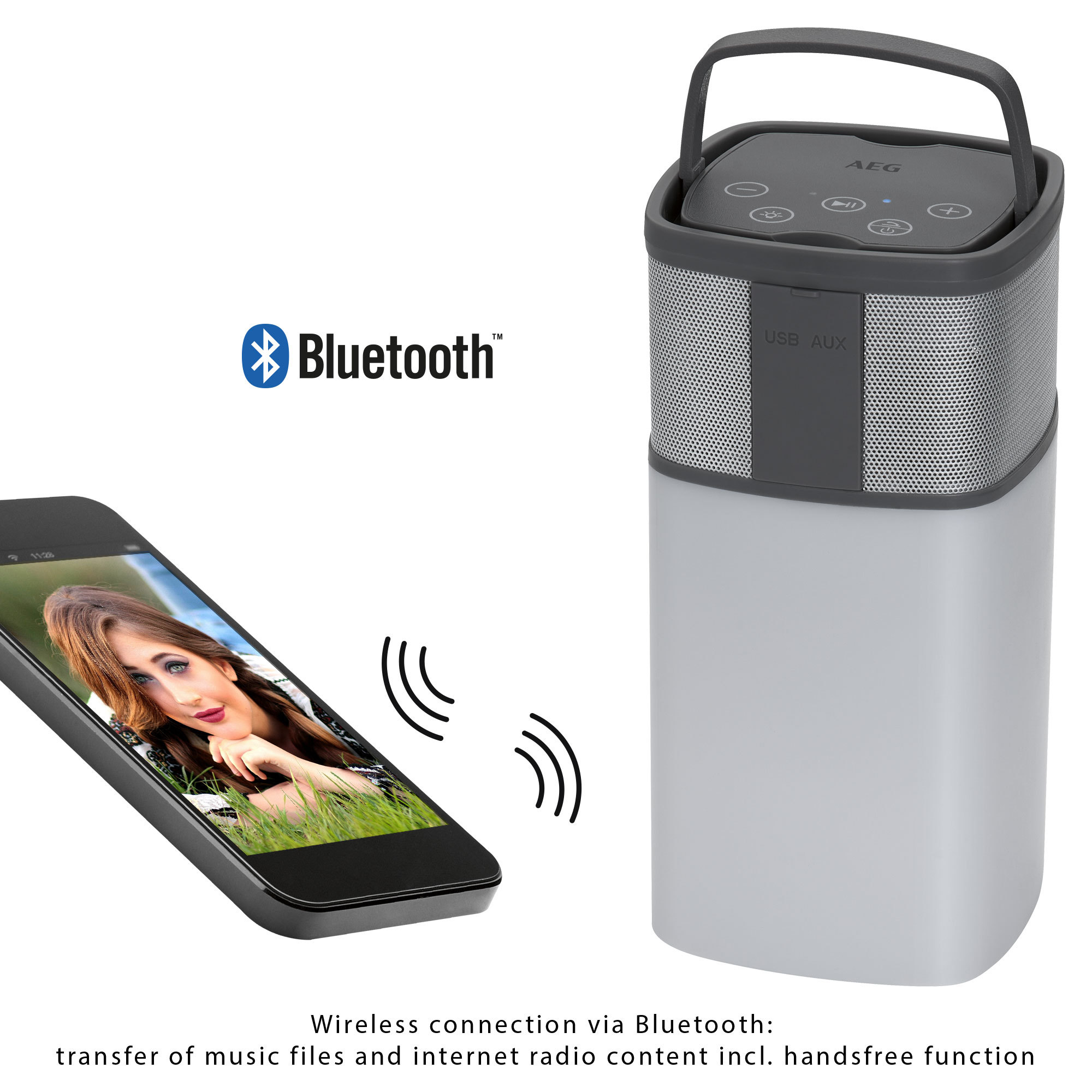 AEG BSS 4841 Bluetooth Lautsprecher, Weiß/Anthrazit