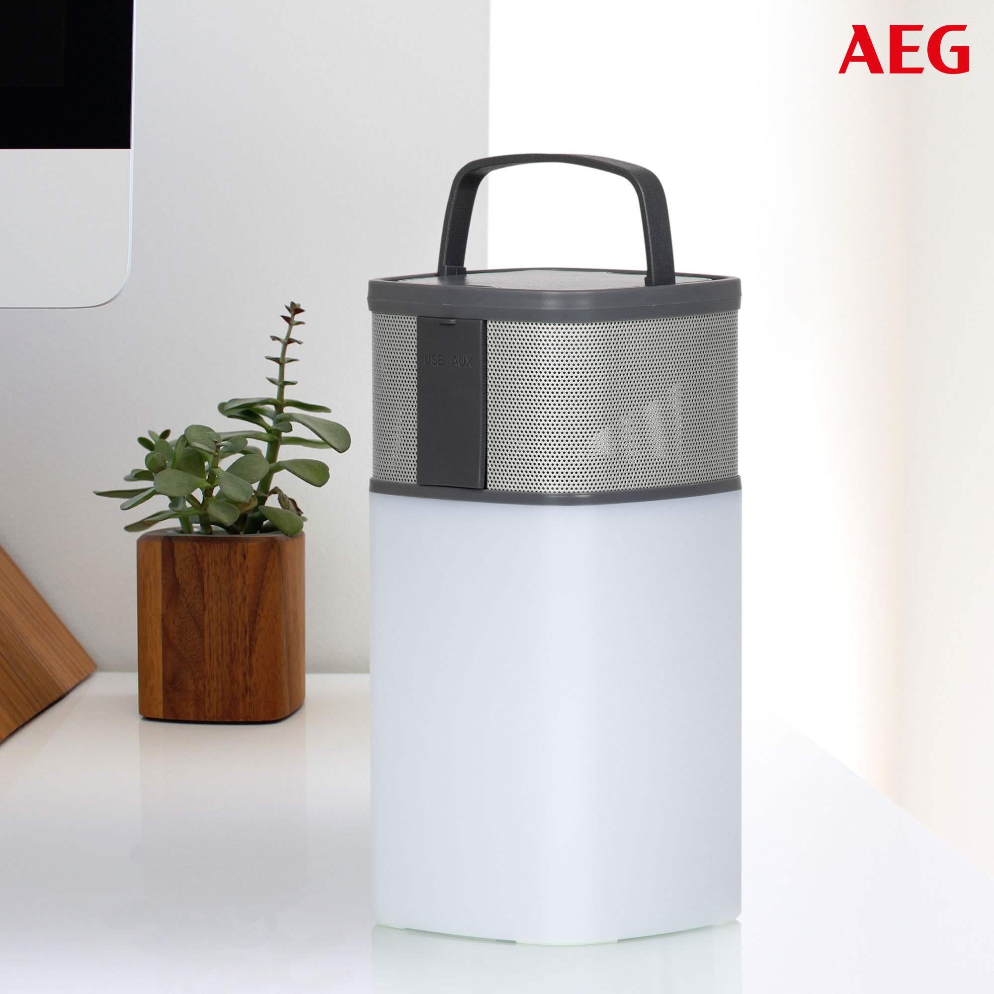 AEG BSS 4841 Bluetooth Lautsprecher, Weiß/Anthrazit