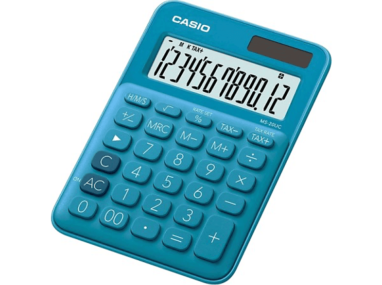 Calculadora - Casio MS-20 UC-BU, Pantalla extra grande, Cálculo de tasas, Azul