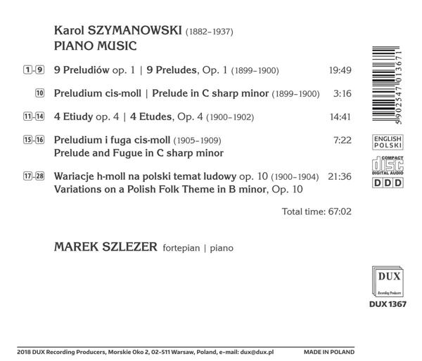 Marek Szlezer - PRELUDES / ETUDES / VAR. POLISCH FO  - (CD)