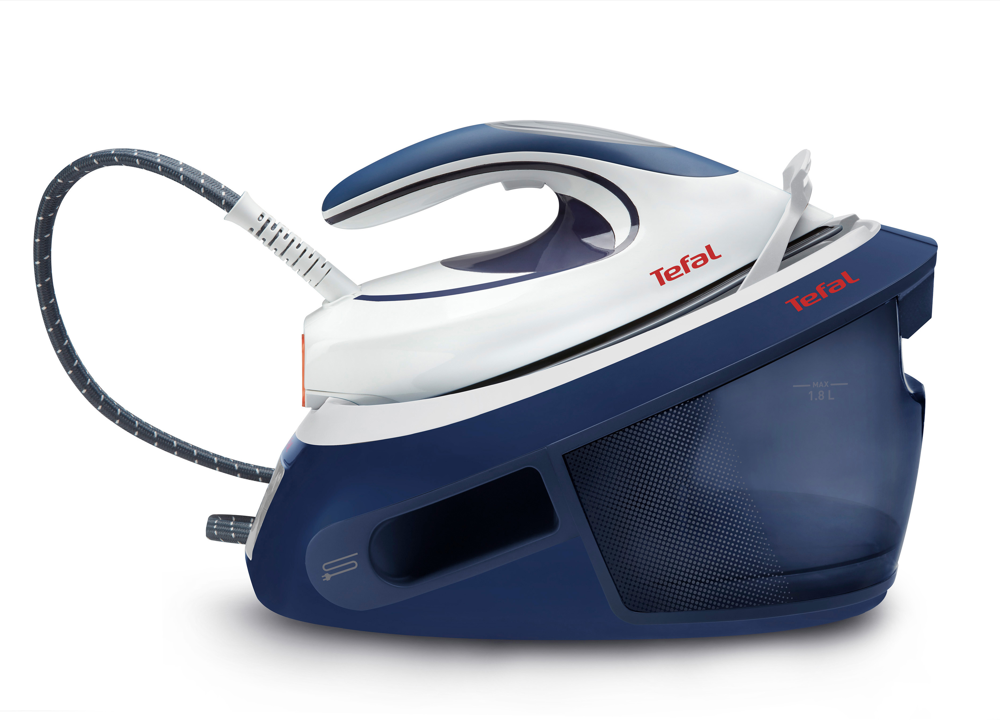 TEFAL Dampfbügelstation SV8053 Express Anti-Calc Weiß/Blau Dampfbügelstation (6,6 bar, 2800 Watt, 1,8 l Wassertank, Weiß/Blau)