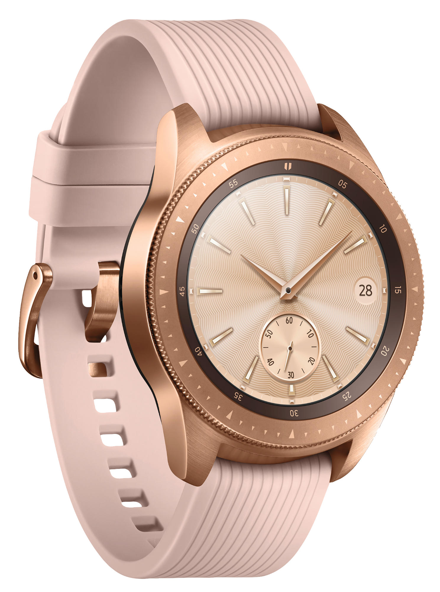 SAMSUNG Galaxy Watch 42mm Bluetooth Smartwatch Edelstahl Silikon, S, L, Roségold