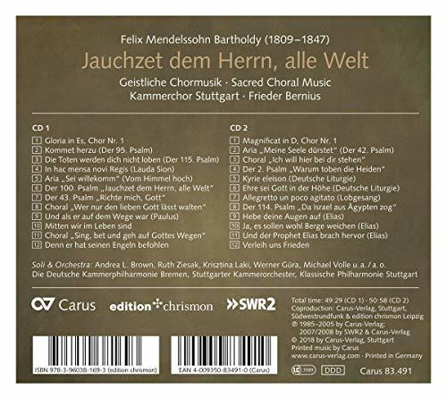 Rückseite einer CD mit Text über ein Chormusikalbum.