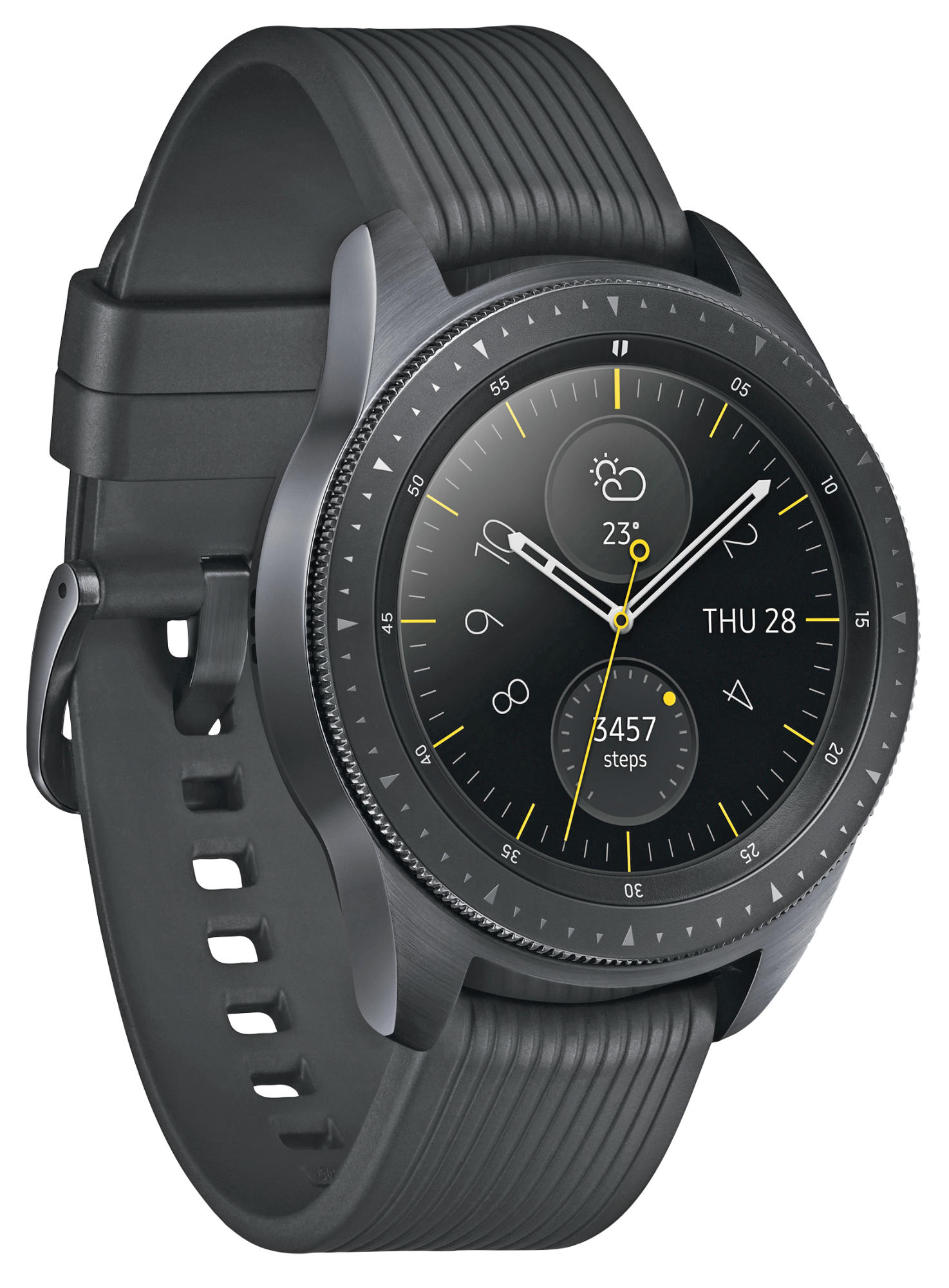 SAMSUNG Galaxy Watch 42mm Bluetooth Smartwatch Edelstahl Silikon, S, L, Schwarz