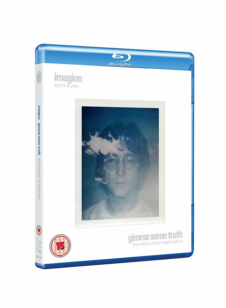 Blaue Blu-ray-Hülle für den Film "Imagine" von John & Yoko, mit einem Foto und Titel.